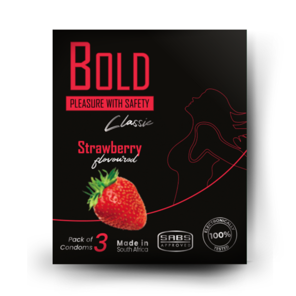 BOLD 3 Pack Classic Strawberry Flavored Condoms