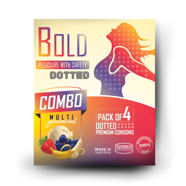 BOLD 4 Pack Dotted Combo Flavored Condoms