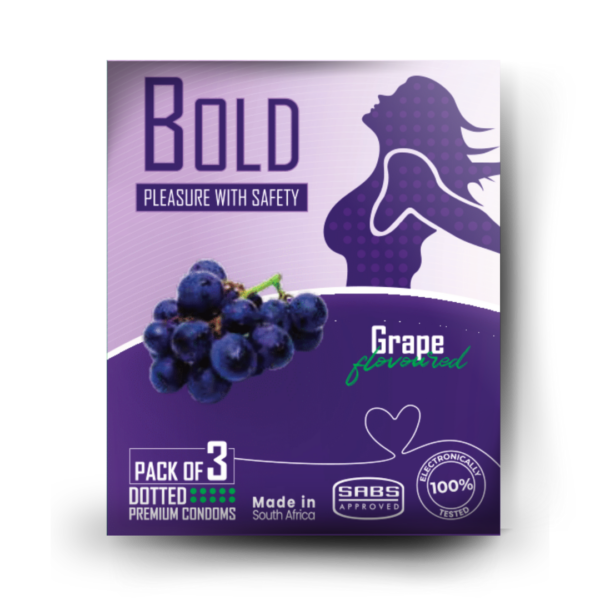 BOLD 3 Pack Dotted Grape Flavored Condoms