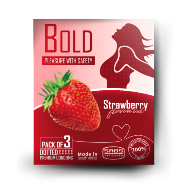 BOLD 3 Pack Dotted Strawberry Flavored Condoms